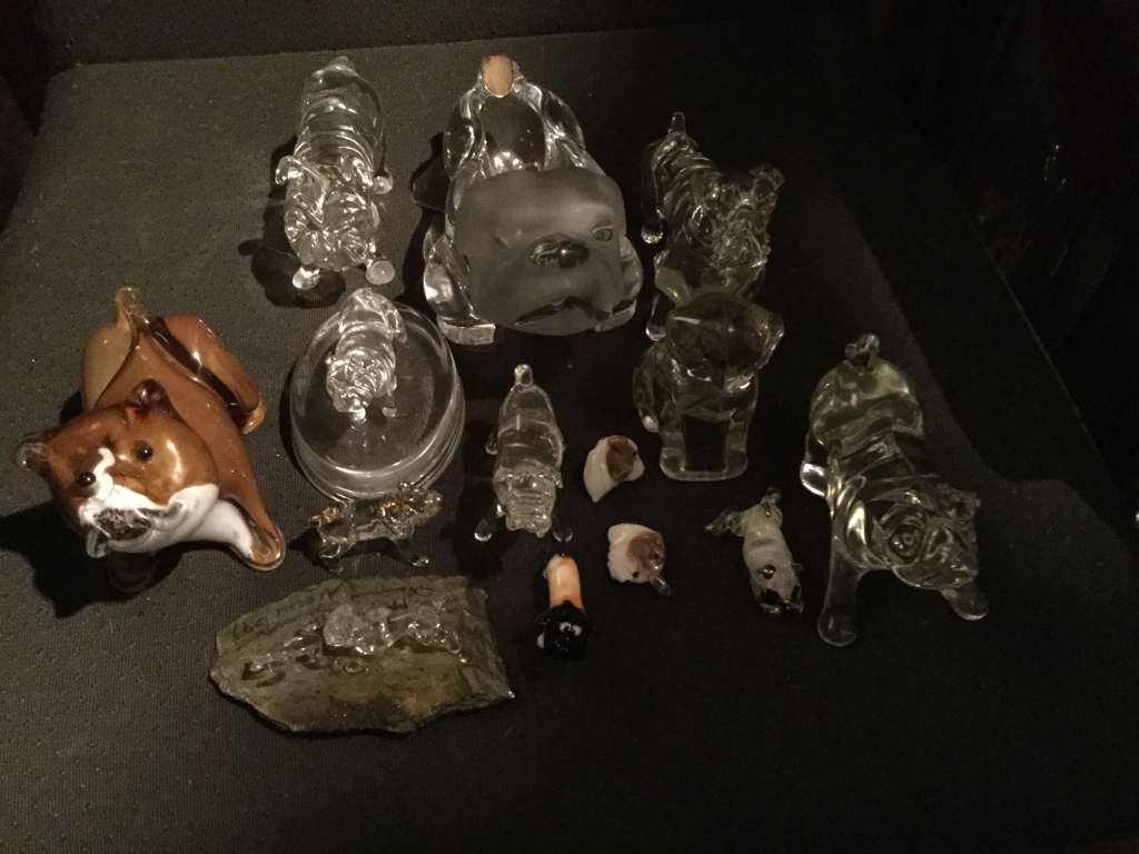 'lemon squeezers, bubbelgum bullies, cigar trays & Baccarat beauties' 6 Glass and Chrystal bulldog selection