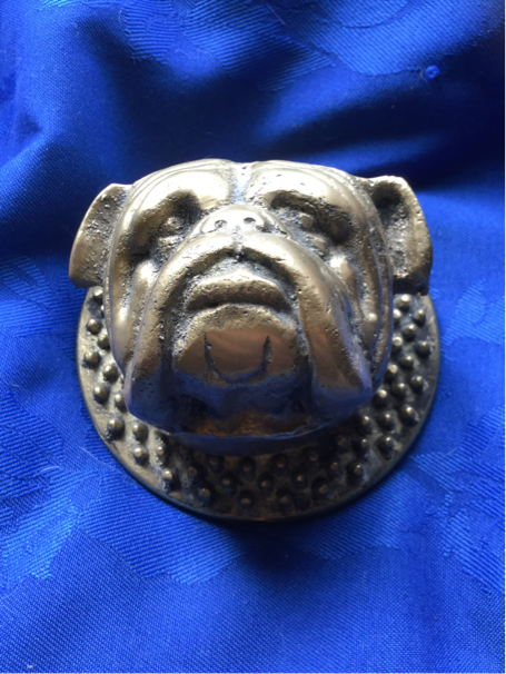 Stunning solid bulldog head door knocker