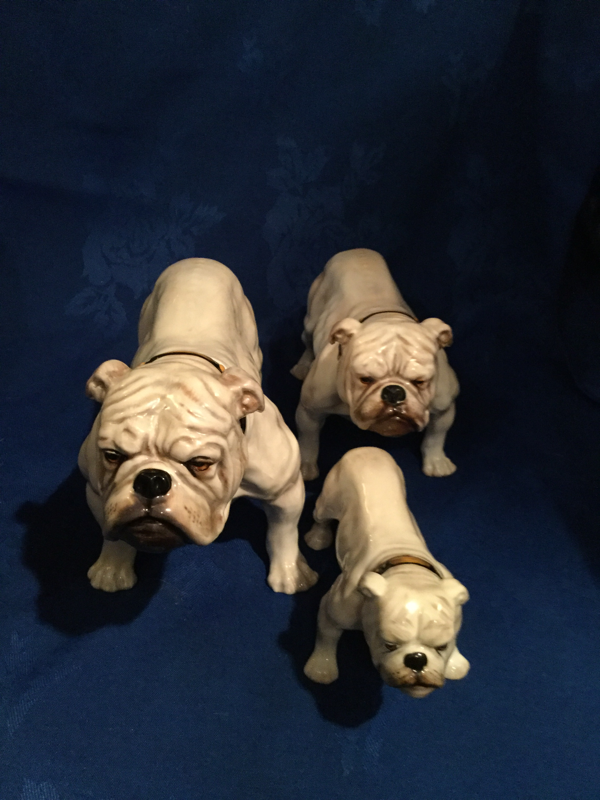 Set of 3 White Doulton Bulldogs