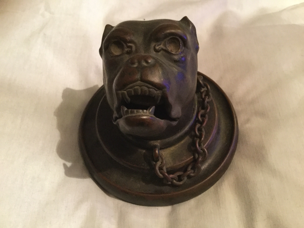 Olde style spot on antique bronze inkwell