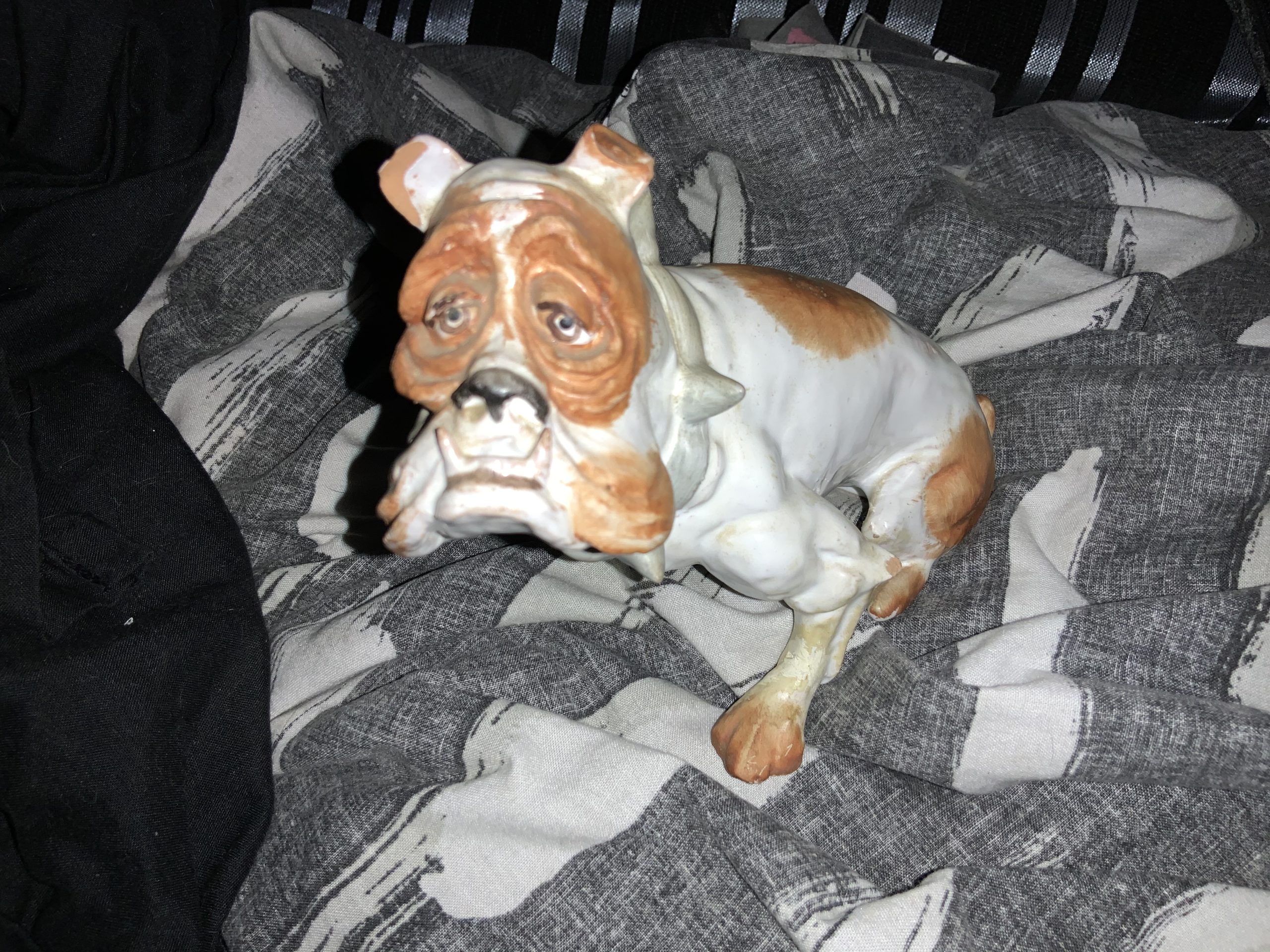 Bulldog statue - orange and white delight 