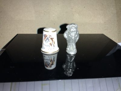 Amazing thimble sized bulldog statuettes