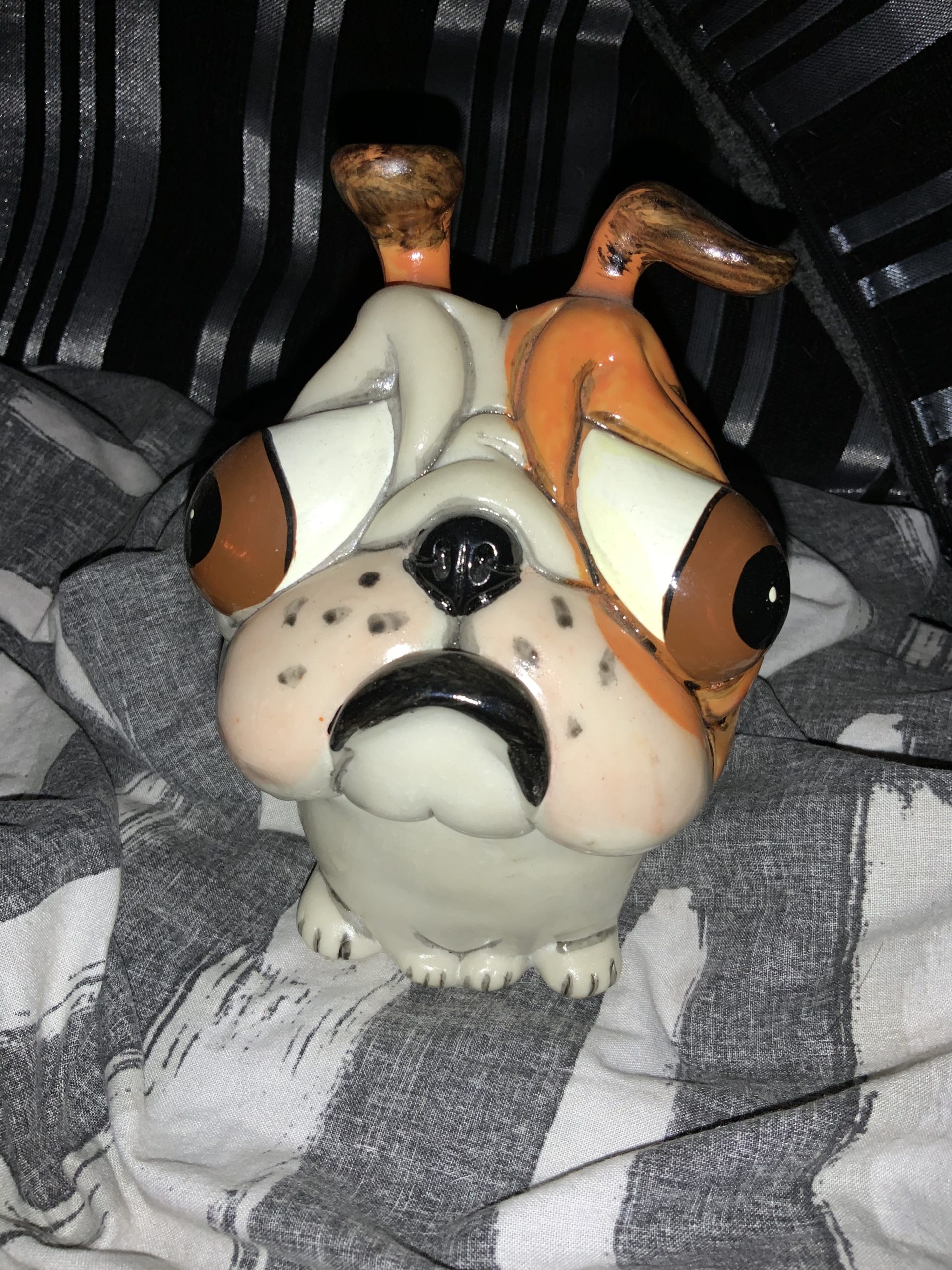Bulldog statue - orange and white delight 
